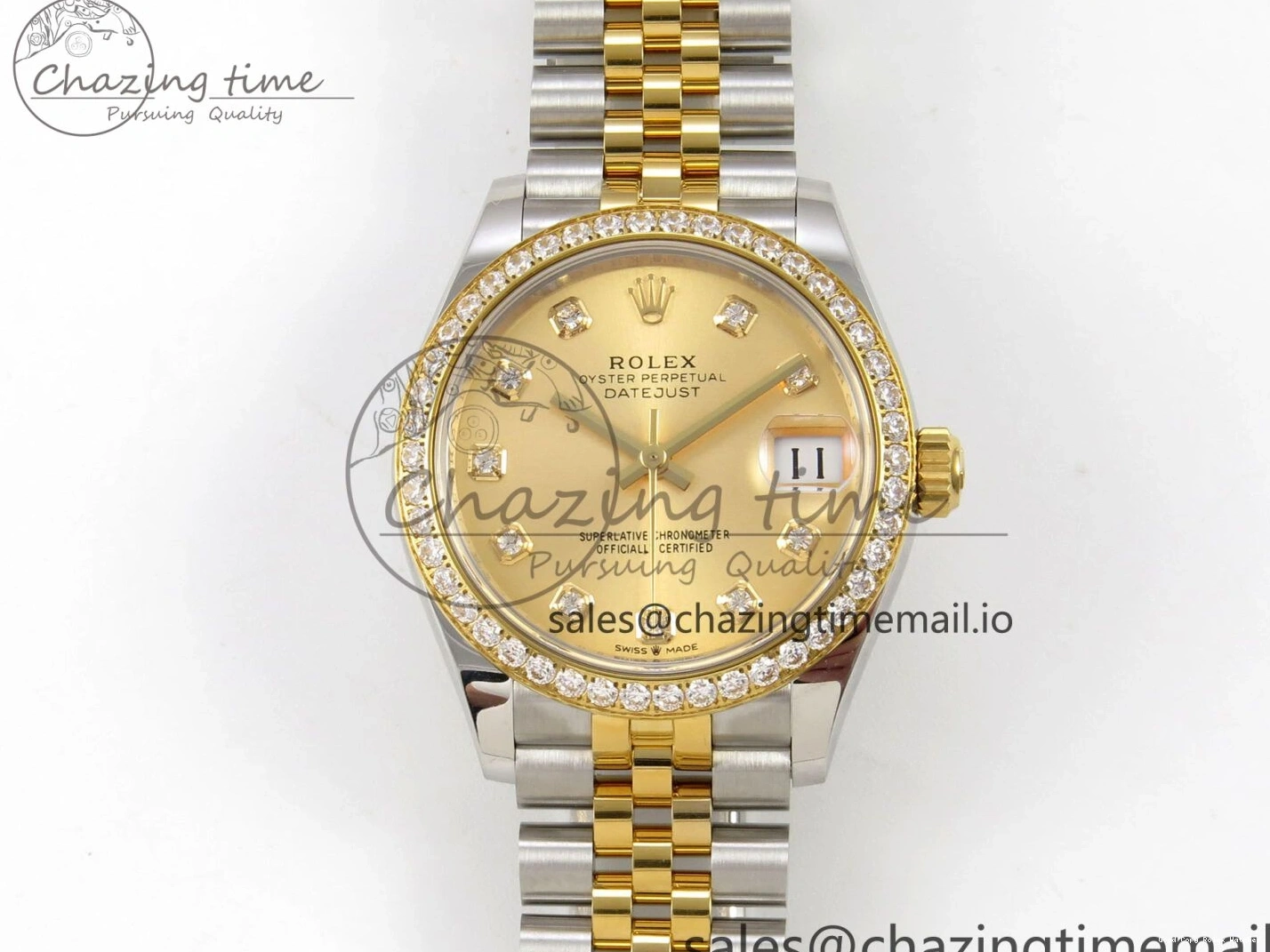 Good Copy Rolex Watches YG Diamonds Steel Bracelet 31 Jubilee THBF YG DateJust 1:1 Dial Edition Bezel SS 278383RBR 904L HZ Vibrant on Best 46 Diamonds Cal. 1220